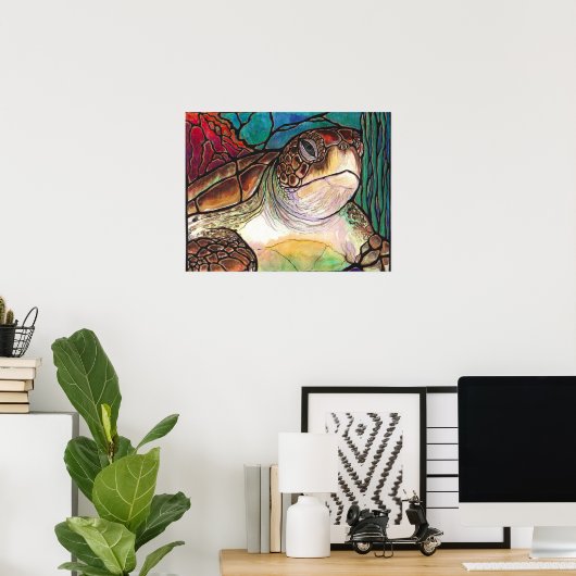 Seeschildkröten-gestanztes Glas Stil Kunstdrucke Poster (Heimbüro)