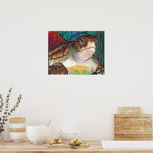 Seeschildkröten-gestanztes Glas Stil Kunstdrucke Poster (Küche)