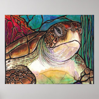 Seeschildkröten-gestanztes Glas Stil Kunstdrucke Poster