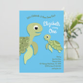 Seeschildkröten Niedlich Kids 1. Geburtstag Party Einladung (Stehend Vorderseite)
