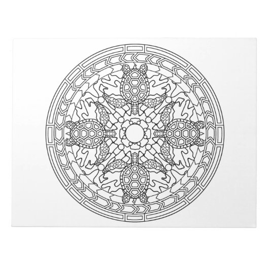 Seeschildkröten Seatura Mandala Musterfarbbuch Notizblock (Vorderseite)