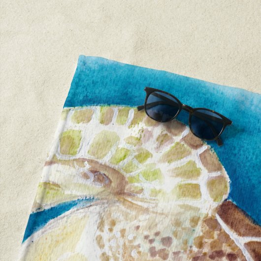 Seeschildkrötenaquamarine Watercolor-Kunst Strandtuch (Beispiel)