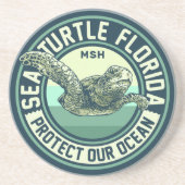 Seeschildkrötenschutz-Custom Monogram Getränkeuntersetzer (Vorne)