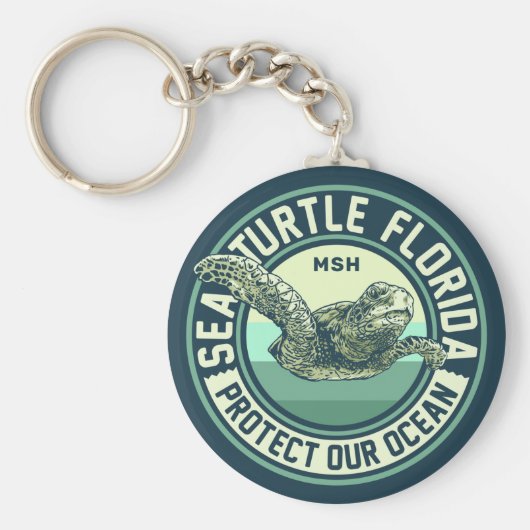 Seeschildkrötenschutz-Custom Monogram Schlüsselanhänger (Vorne)