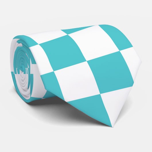 Seeschlangen-blaues und weißes Schachbrett-Muster Krawatte (Gerollt)