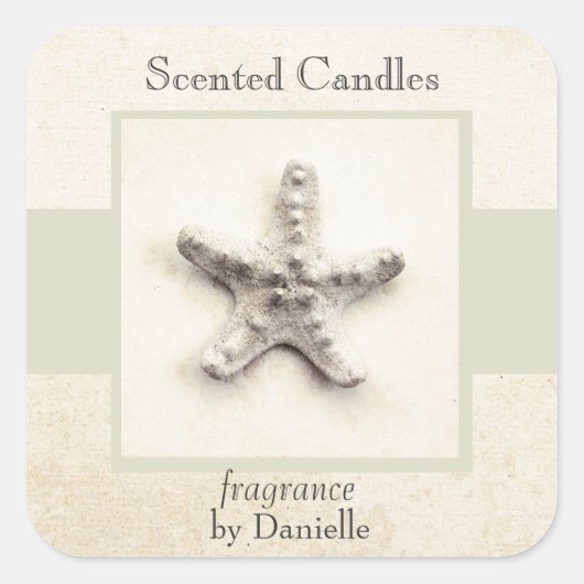 Seeschwalbe mit dem Zuhause-Etikett für Kerzen Quadratischer Aufkleber (Vorderseite)