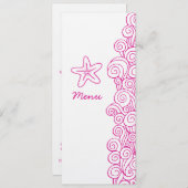 Seeschwalbe Seesterne rosa, weiße Hochzeitsmenü Menükarte (Vorne/Hinten)