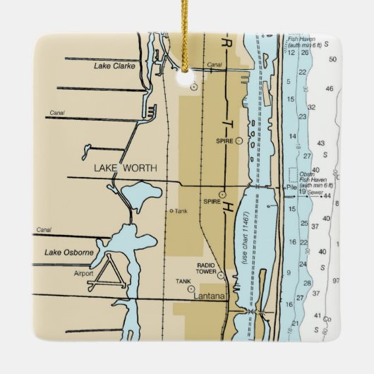 Seesee Worth Florida Nautical Chart Keramikornament (Rückseite)