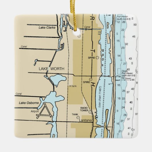 Seesee Worth Florida Nautical Chart Keramikornament (Vorderseite)