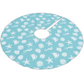 Seeseegeschöpf-Weihnachtsstrand-Haus Polyester Weihnachtsbaumdecke (Schrägansicht)