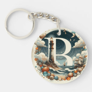 Seeseeküste Leuchtturm Sailboat Monogram B Schlüsselanhänger