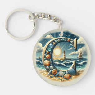 Seeseeküste Leuchtturm Sailboat Monogram C Schlüsselanhänger