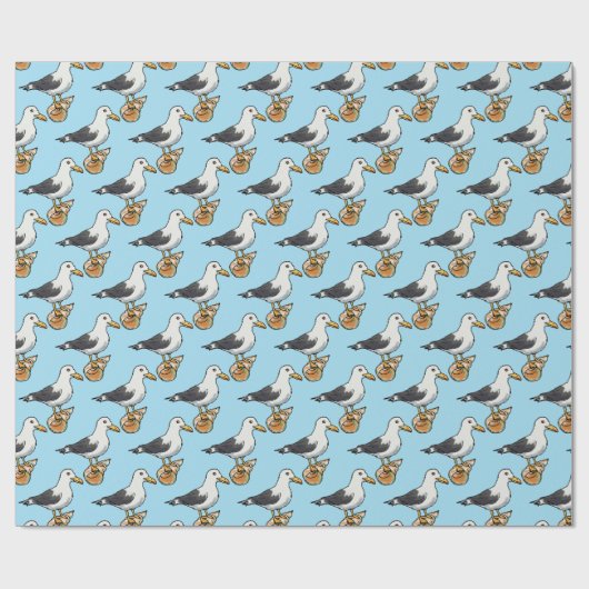 Seeseemöwe auf einem Seashellmuster Geschenkpapier (Flach)