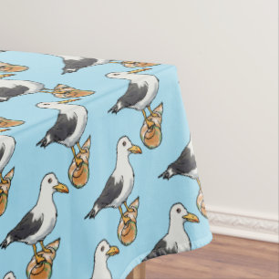 Seeseemöwe auf einem Seashellmuster Tischdecke