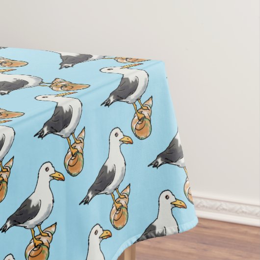 Seeseemöwe auf einem Seashellmuster Tischdecke (Beispiel)