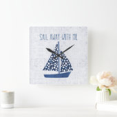 Seesegel des zitat-| weg mit mir quadratische wanduhr (Zuhause)