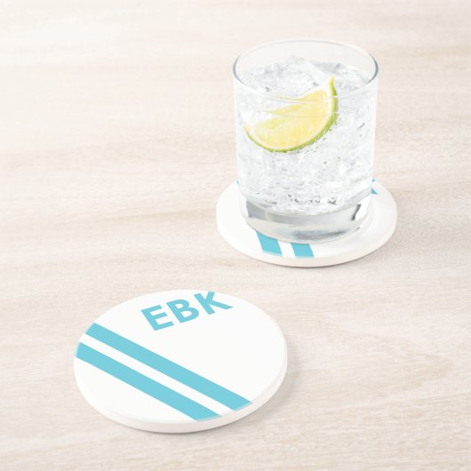 Seesegel-Untersetzer - Türkis-Streifen Untersetzer (Seite)