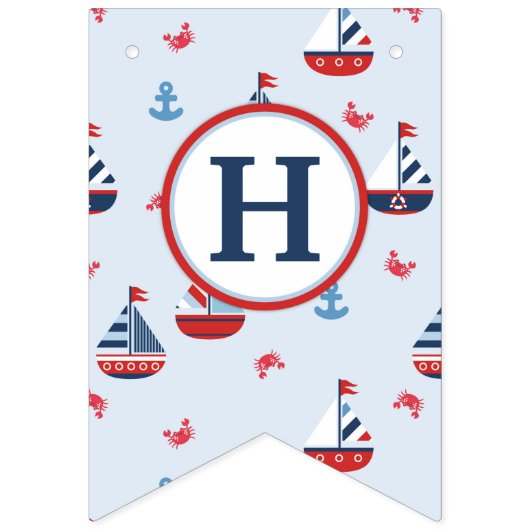 SeeSegelboot-Anker-Krabben-Geburtstag Wimpelkette (Zweite Fahne)