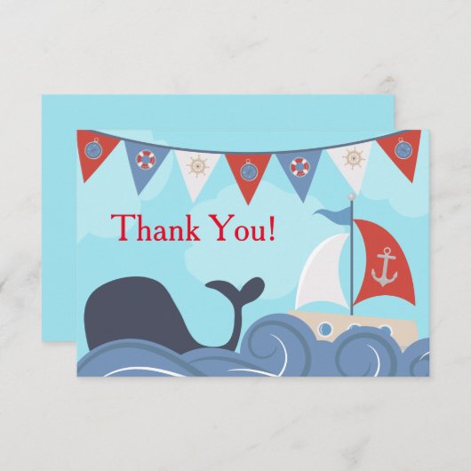 SeeSegelboot-Strand-Ozean-Wal danken Ihnen Dankeskarte (Vorne/Hinten)
