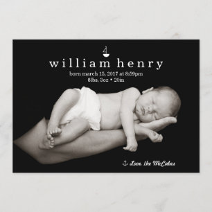 SeeSegelboot-und Anker-Geburts-Mitteilung Ankündigung