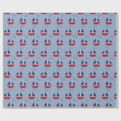 SeeSegelboote auf Blau Geschenkpapier (Flach)