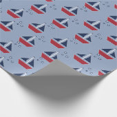 SeeSegelboote auf Blau Geschenkpapier (Ecke)