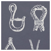 Seeseil-Knoten u. Marine-Blau Stoff (Nahaufnahme)