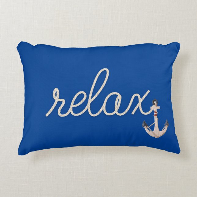 Seeseil Relax Text mit Anker Dekokissen (Vorderseite)