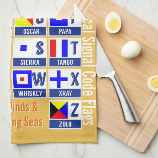 Seesignal-Code-Flaggen Geschirrtuch (Viertel Falte)