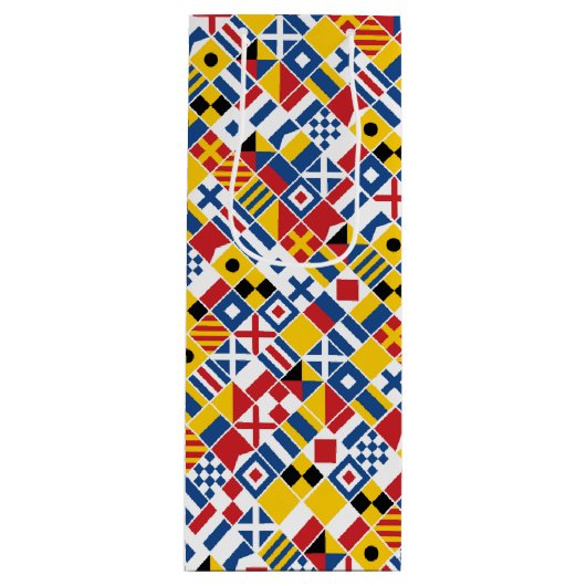 Seesignal-Flaggen-Muster Geschenktüte Für Weinflaschen (Vorderseite)