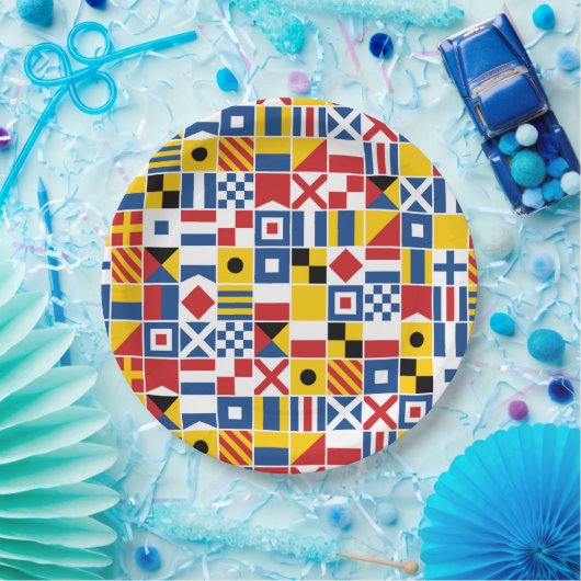 Seesignal-Flaggen-Muster Pappteller (Party)