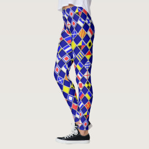 Seesignal-Flaggen-Schachbrett-Dekor an Leggings