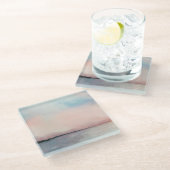 Seesonnenuntergang-Triptychon - PastellAquarelle Glasuntersetzer (Schrägansicht)