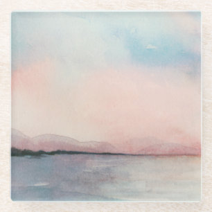 Seesonnenuntergang-Triptychon - PastellAquarelle Glasuntersetzer