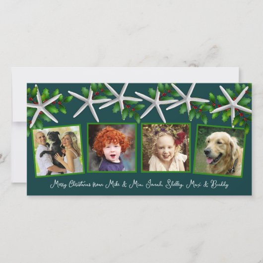 Seestars in Holly Four Foto Weihnachten (Vorderseite)
