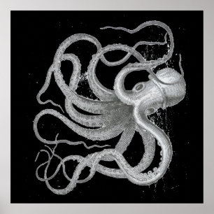 SeeSteampunk Krake Vintages Kraken Zeichnen Poster