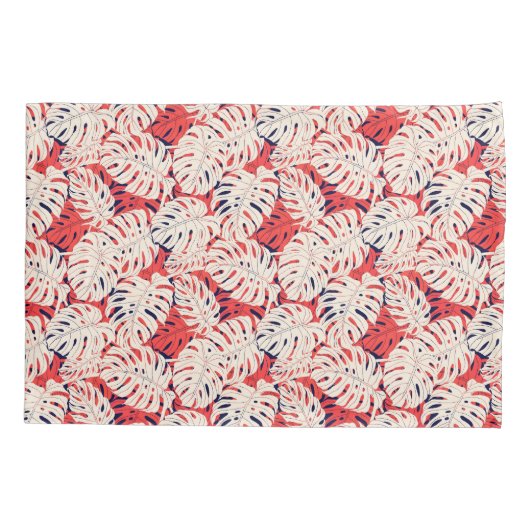 Seestelle und Coral Monstera Leaf Pillowcase Kissenbezug (Rückseite)