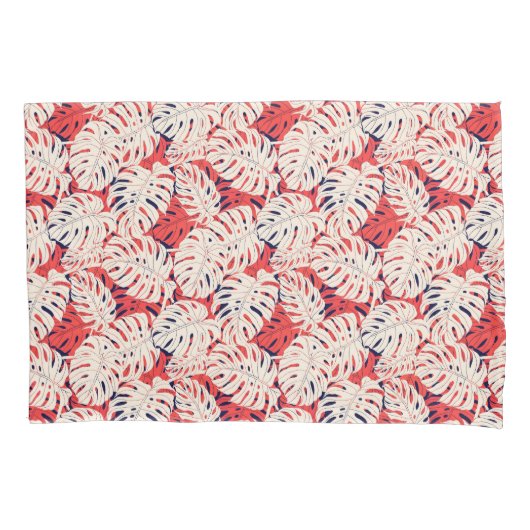 Seestelle und Coral Monstera Leaf Pillowcase Kissenbezug (Vorderseite)