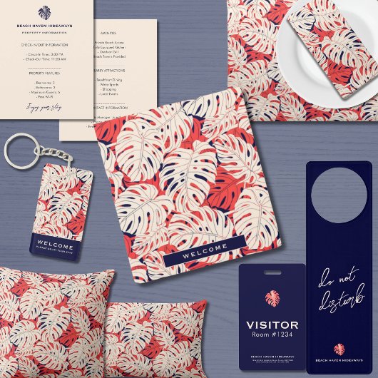 Seestelle und Coral Monstera Leaf Pillowcase Kissenbezug