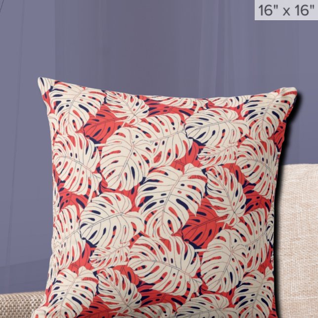 Seestelle und Coral Monstera Leaf Tropical Throw K Kissen (Von Creator hochgeladen)