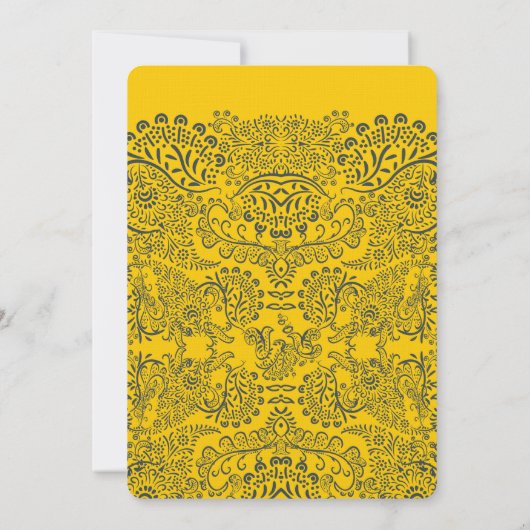 Seestelle und Mustard Peacock Love Bird Pattern We Einladung (Rückseite)