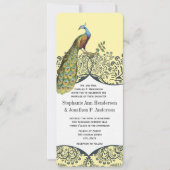 Seestelle und Mustard Peacock Love Bird Pattern We Einladung (Vorderseite)