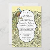 Seestelle und Mustard Peacock Love Bird Pattern We Einladung (Vorderseite)