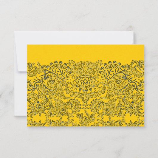 Seestelle und Mustard Peacock Love Bird Pattern We RSVP Karte (Rückseite)
