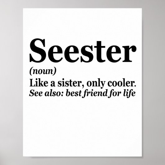 Seester Noun Definition Best Sister Funny Gift Poster (Vorne)