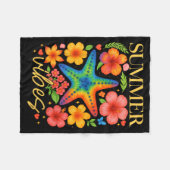Seestern Hibiskus Boho-Blume Hawaii Sommer Stimmun Fleecedecke (Vorderseite (Horizontal))