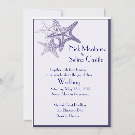 Seestern-Hochzeit Einladung (Vorderseite)