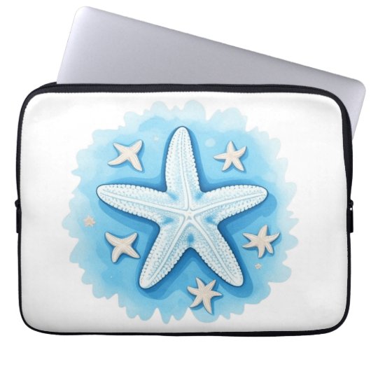 Seestern in Blau Laptopschutzhülle (Vorderseite)