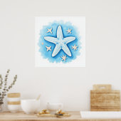 Seestern in Blau Poster (Küche)