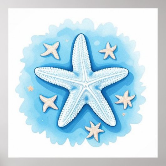 Seestern in Blau Poster (Vorne)